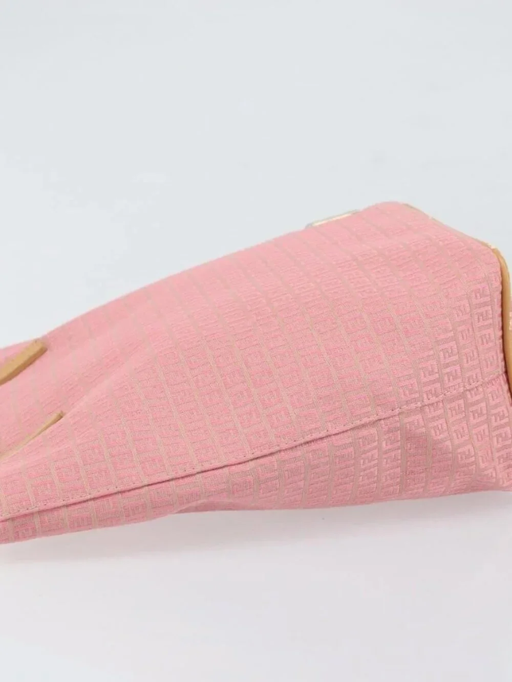 FENDI Zucchino Canvas Tote Bag Pink Silver - Picture 7 of 16